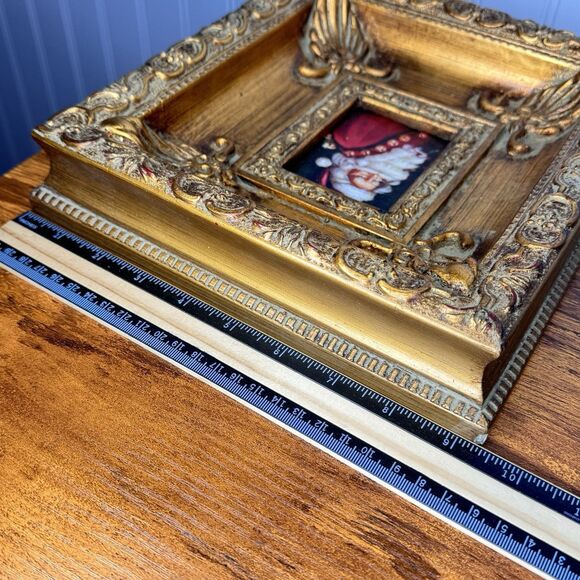 Vintage Santa Claus Portrait Painting Ornate Gold Gilded Ornate Frame Art PRETTY - Picture 14 of 15